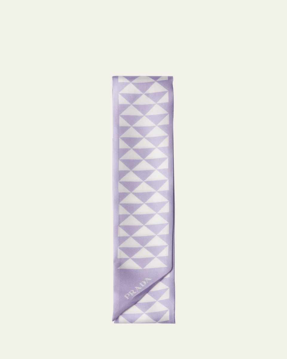 Triangle-Print Silk Ribbon Scarf