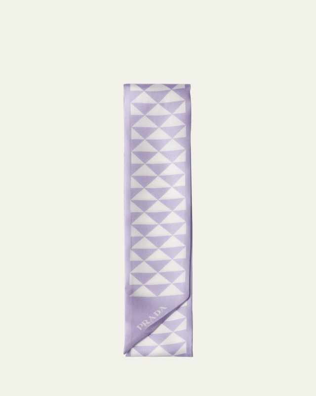 Triangle-Print Silk Ribbon Scarf