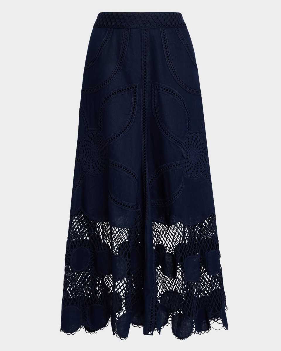 Annora Embroidered A-Line Maxi Skirt