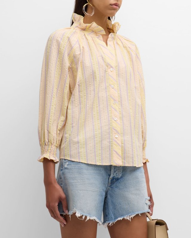 Fiona Striped Seersucker Cotton Shirt