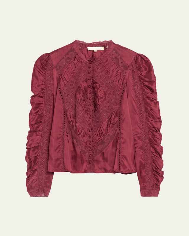 Isaline Button-Front Lace Top