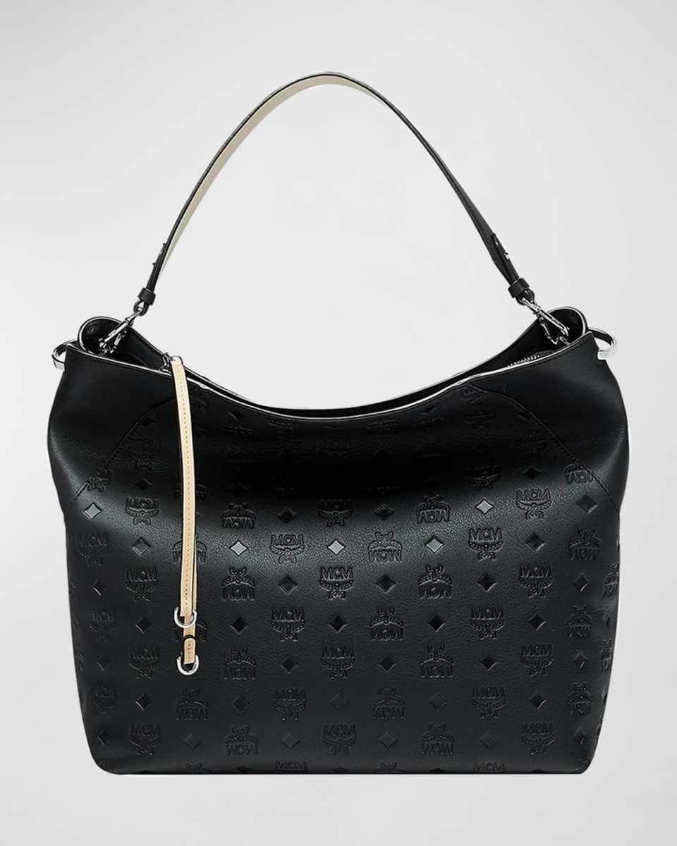 Klara Large Monogrammed Leather Hobo Bag