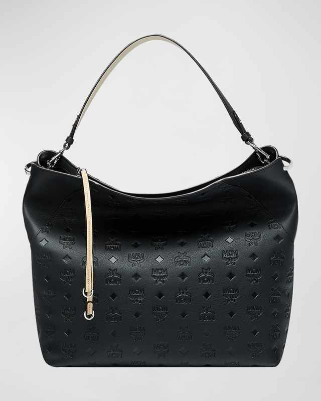 Klara Large Monogrammed Leather Hobo Bag
