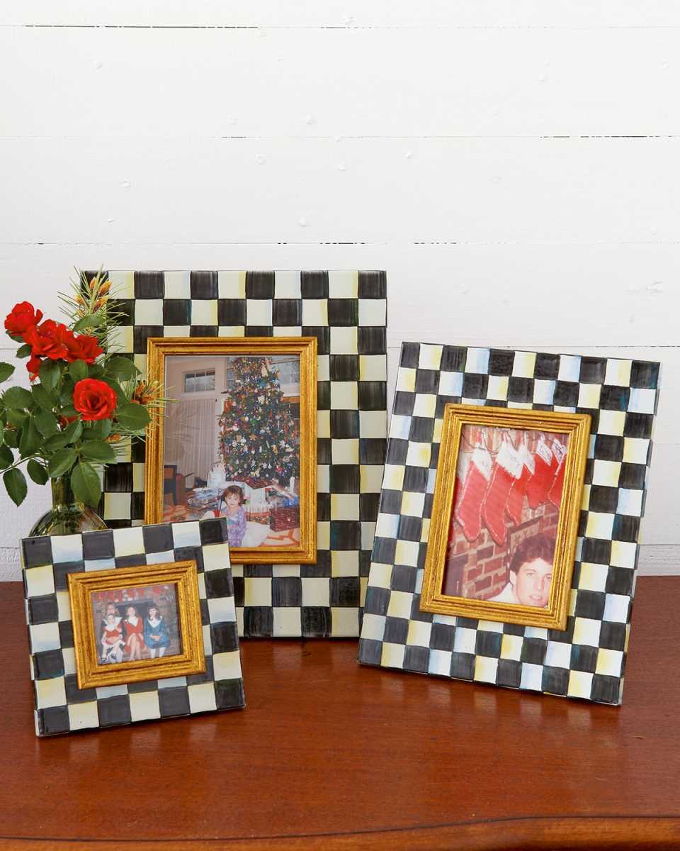 Courtly Check Enamel Frame, 2.5" x 3"