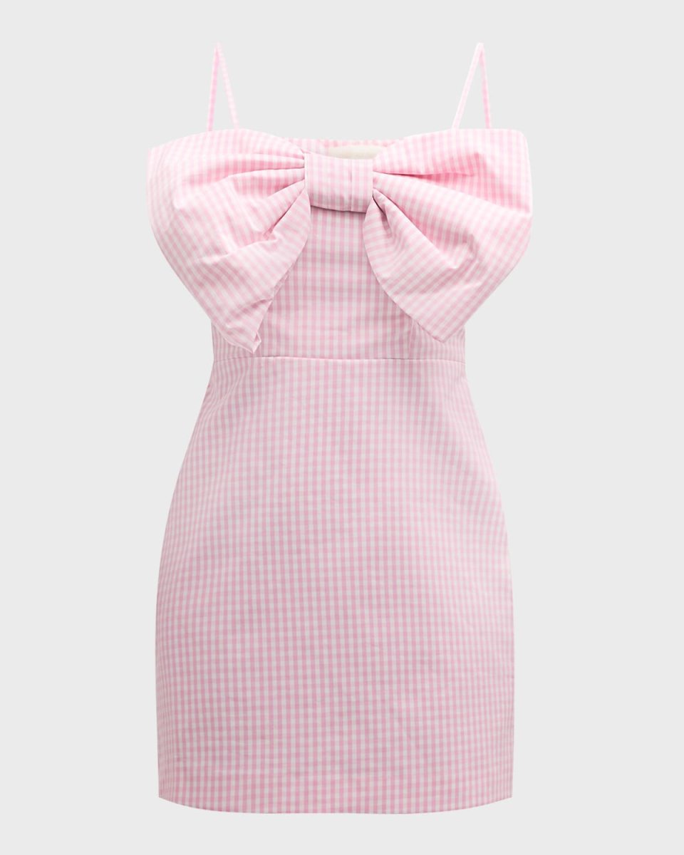 Bellica Bow-Embellished Cotton Gingham Mini Dress