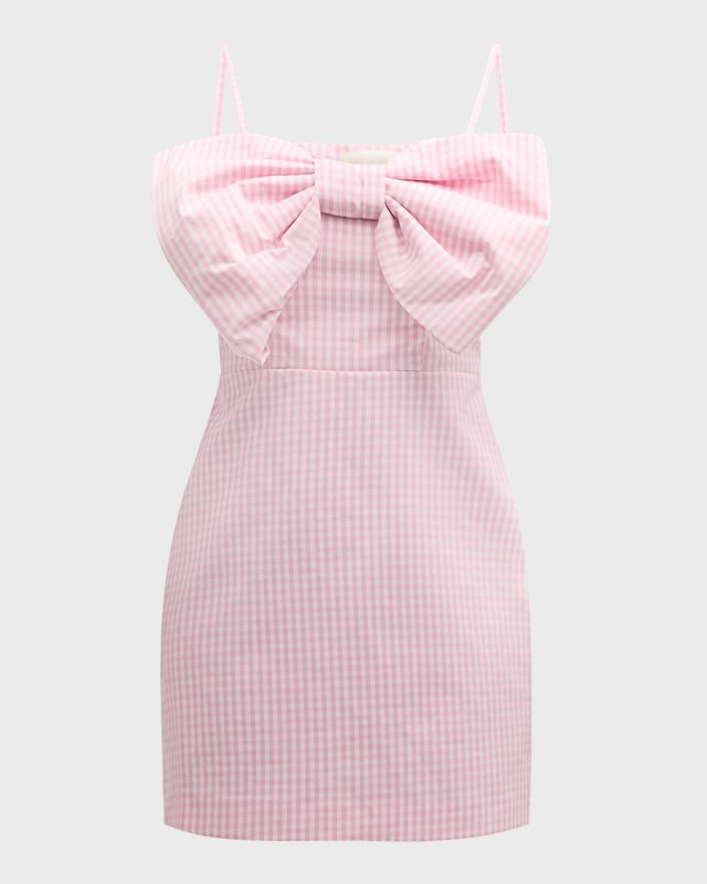Bellica Bow-Embellished Cotton Gingham Mini Dress