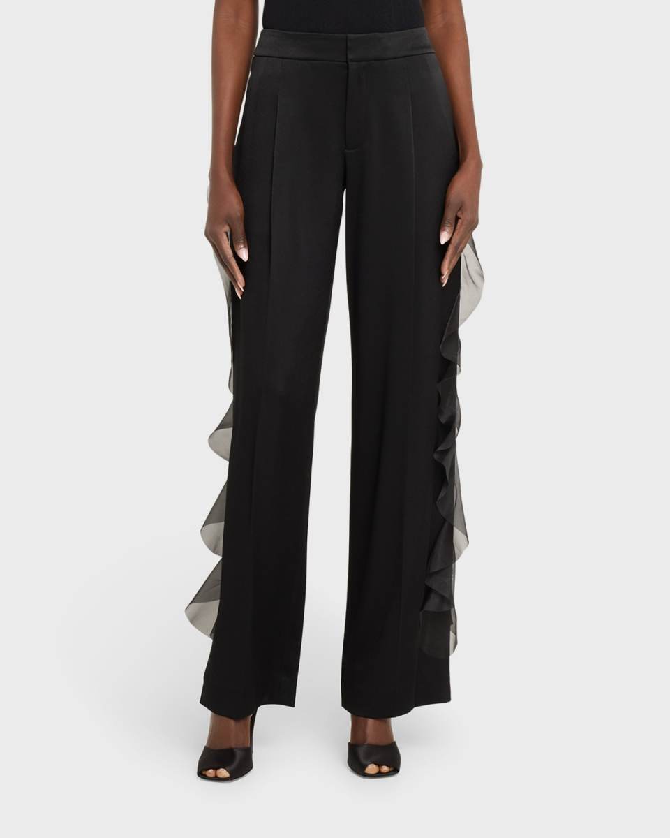Cascade Ruffle Straight-Leg Pants