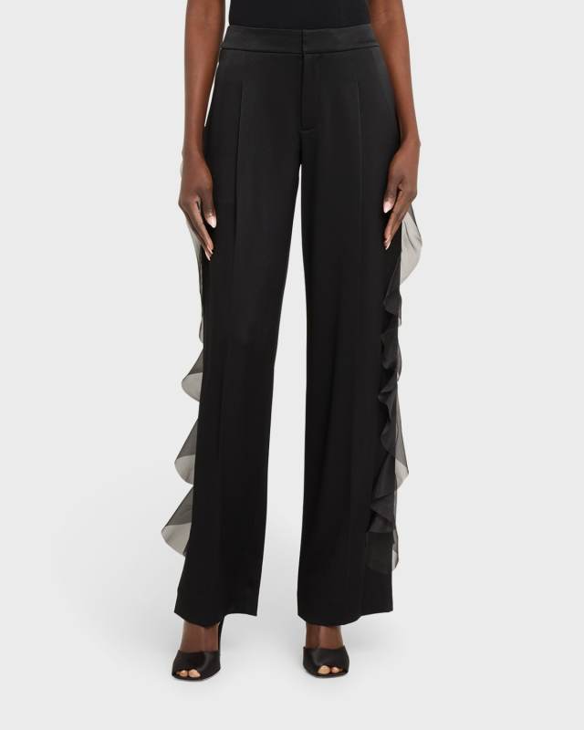 Cascade Ruffle Straight-Leg Pants