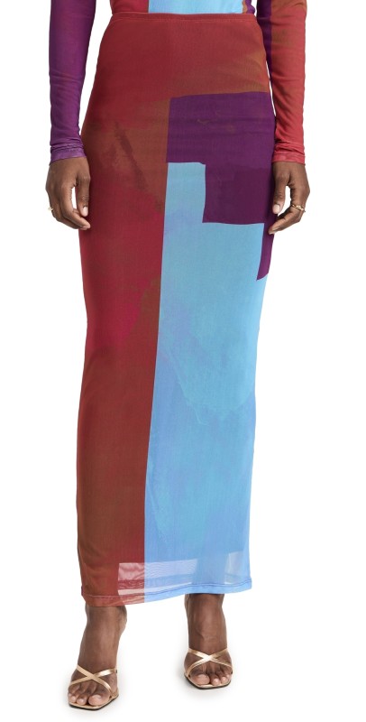 House of Aama Maxi Skirt BLUE/ MAROON
