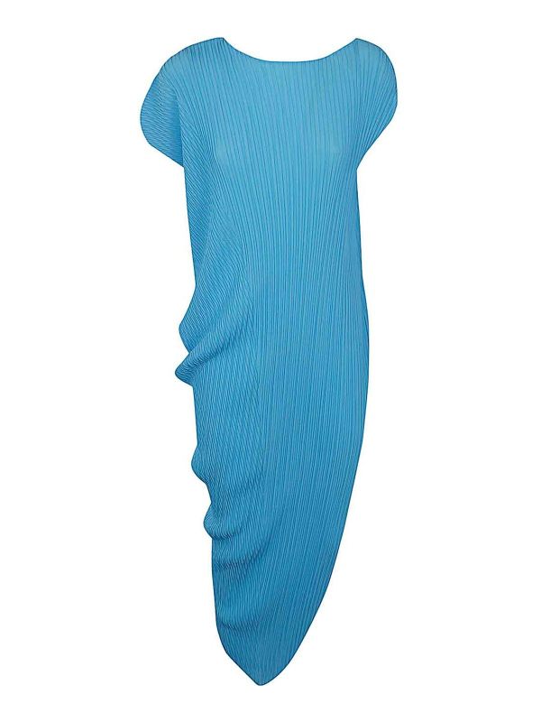 Pleats Please Issey Miyake Robe Au Genou - Bleu