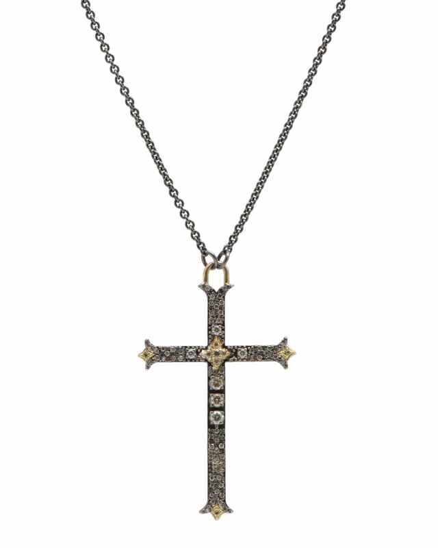 Old World Diamond Large Cross Pendant Necklace
