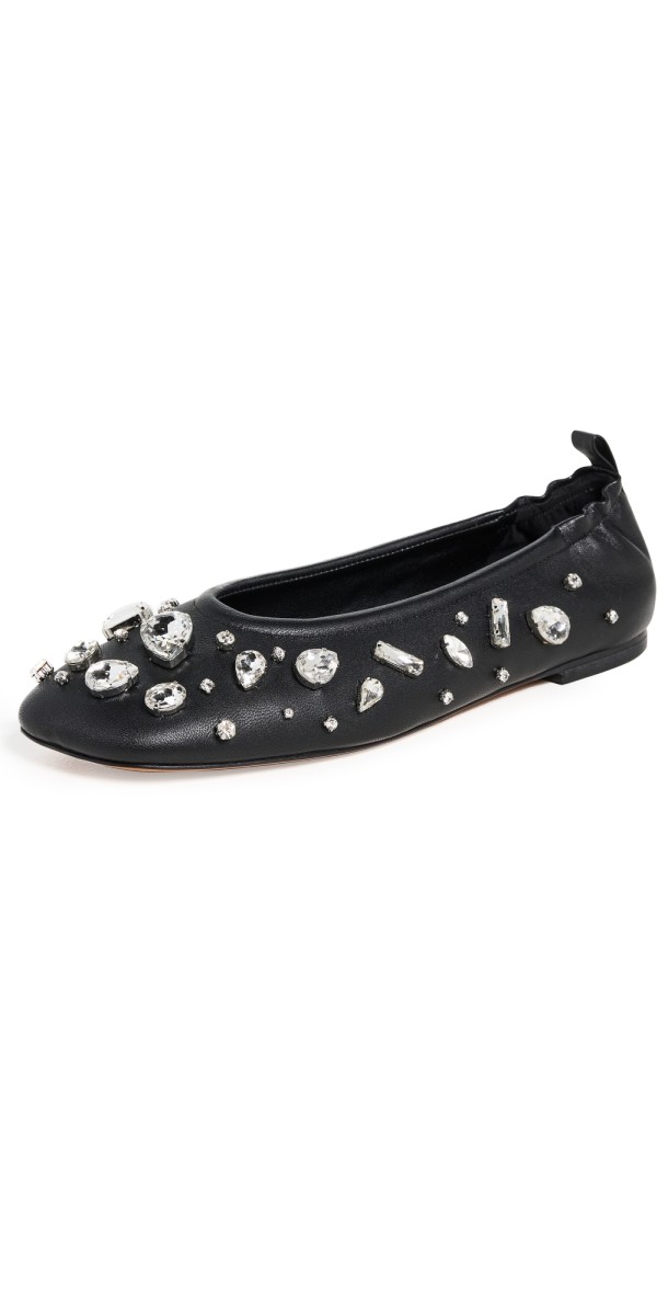 3.1 Phillip Lim ID Stretch Back Ballet Flats with Gems Black