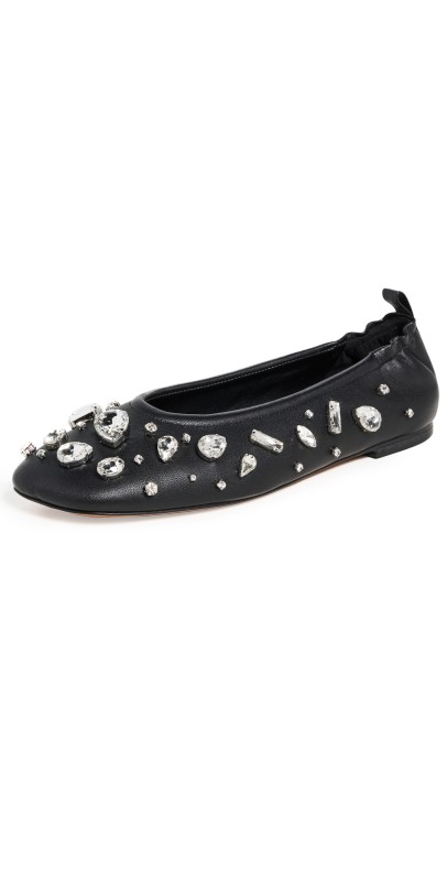 3.1 Phillip Lim ID Stretch Back Ballet Flats with Gems Black