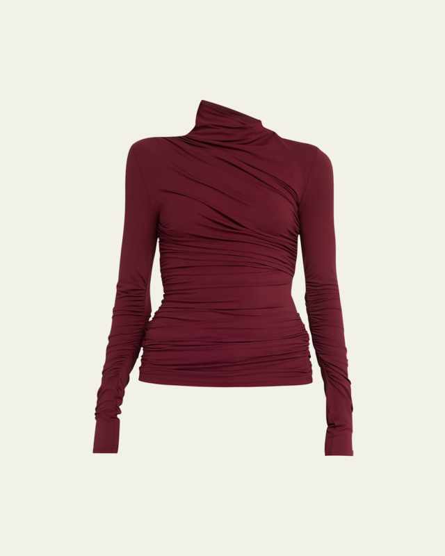 Leomie Asymmetric Turtleneck Top