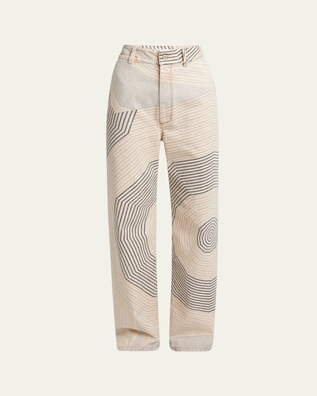 Spiral Print Baggy Jeans