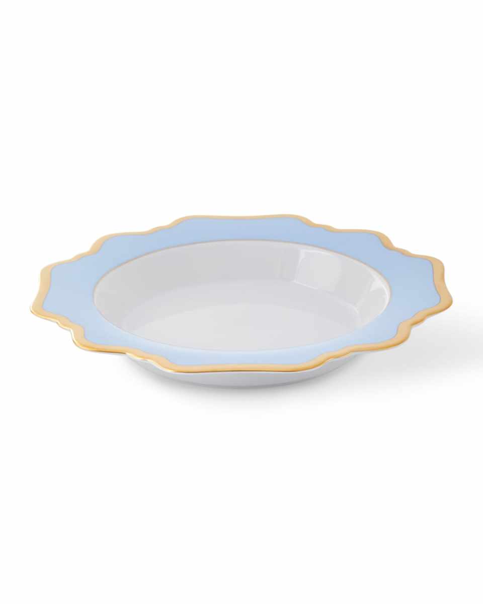 Sky Blue Rimmed Soup Bowl