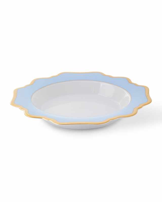 Sky Blue Rimmed Soup Bowl