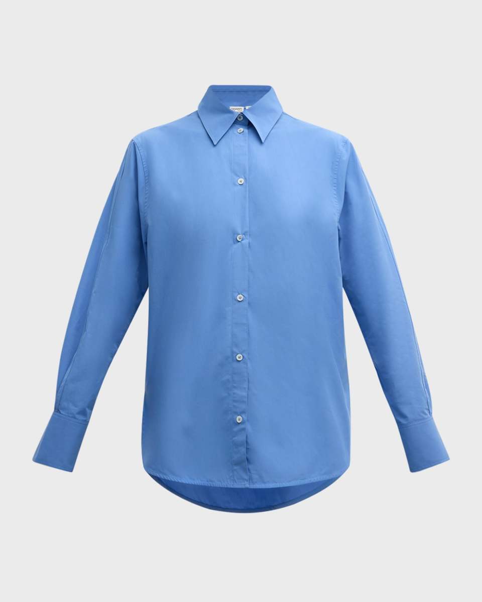 Kimono-Sleeve Poplin Button-Down Shirt