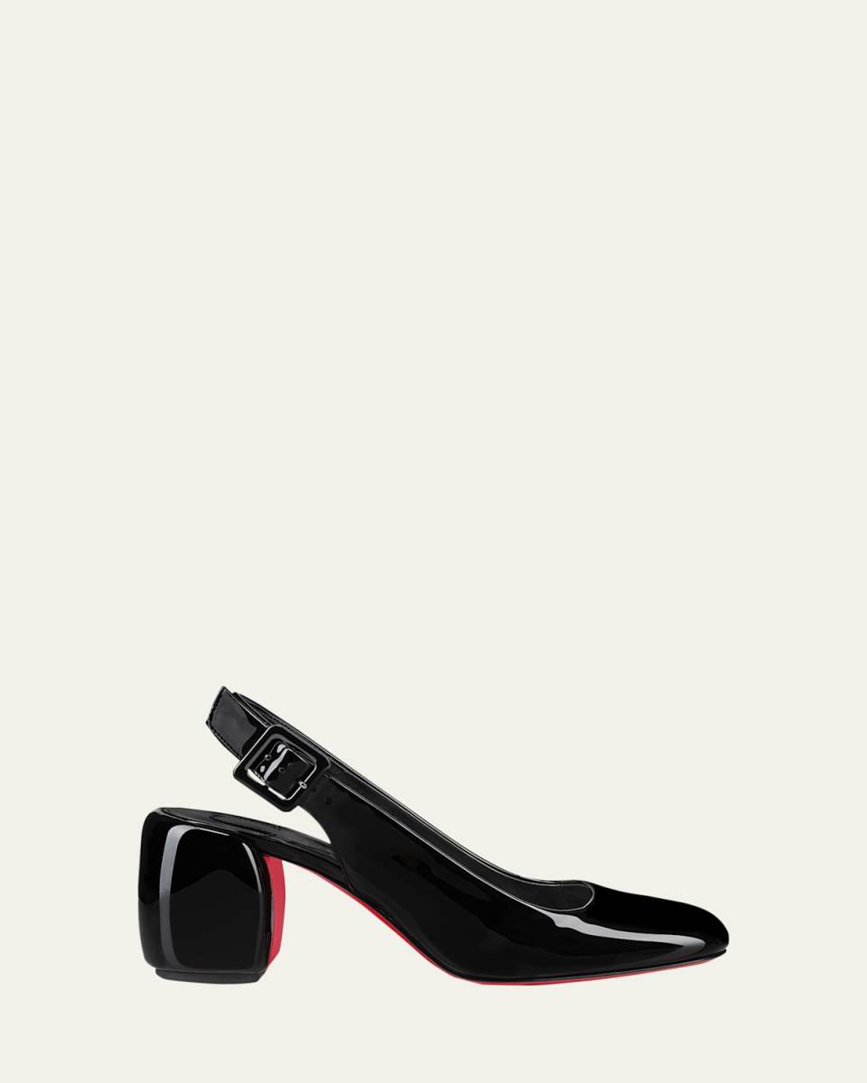 Minny Patent Red Sole Slingback Pumps