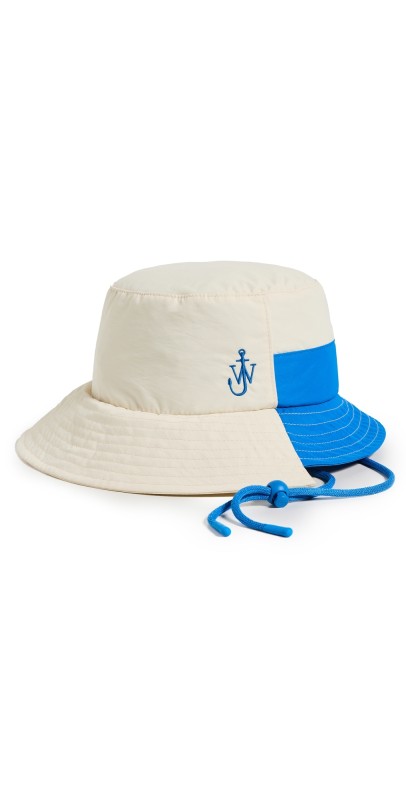 JW Anderson Asymmetric Bucket Hat White/Blue