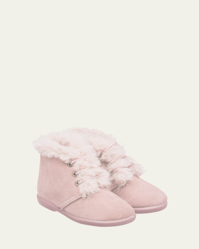 Girl's Teddy Lace-Up Booties, Baby/Toddler/Kids
