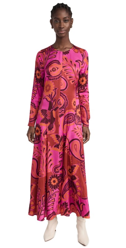 FARM Rio Bold Floral Pink Long Sleeve Maxi Dress BOLD FLORAL PINK