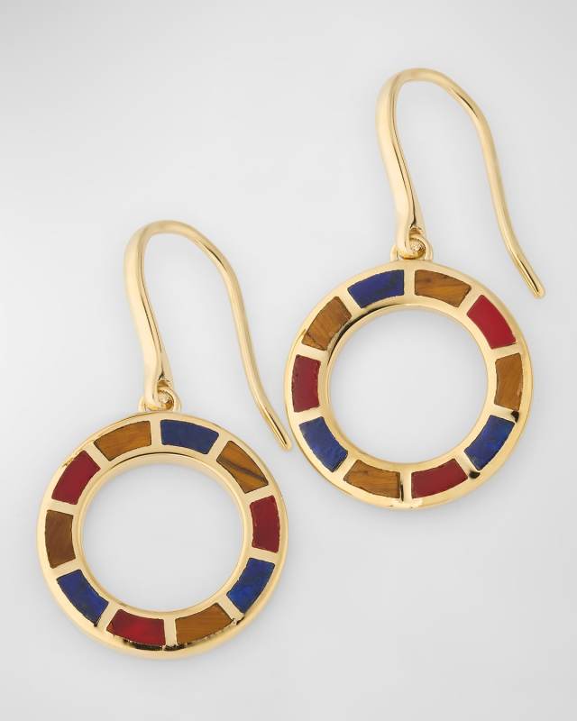 18K Gold Plated Dash Circle Drop Earrings