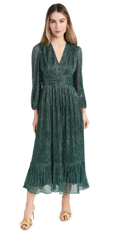 Shoshanna Clara Dress Teal Metallic