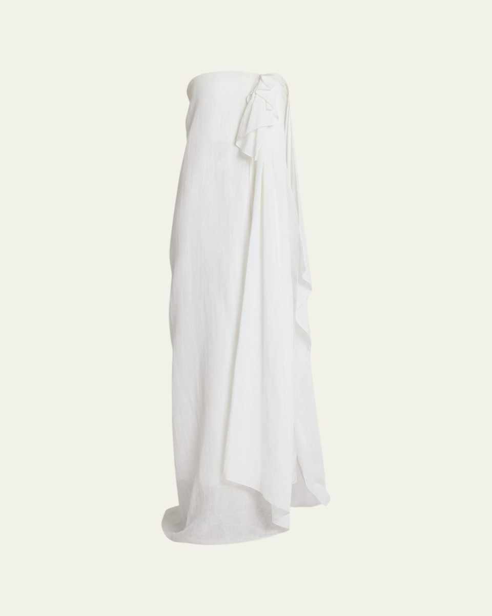 Madeleine Strapless Cascading-Drape Gown