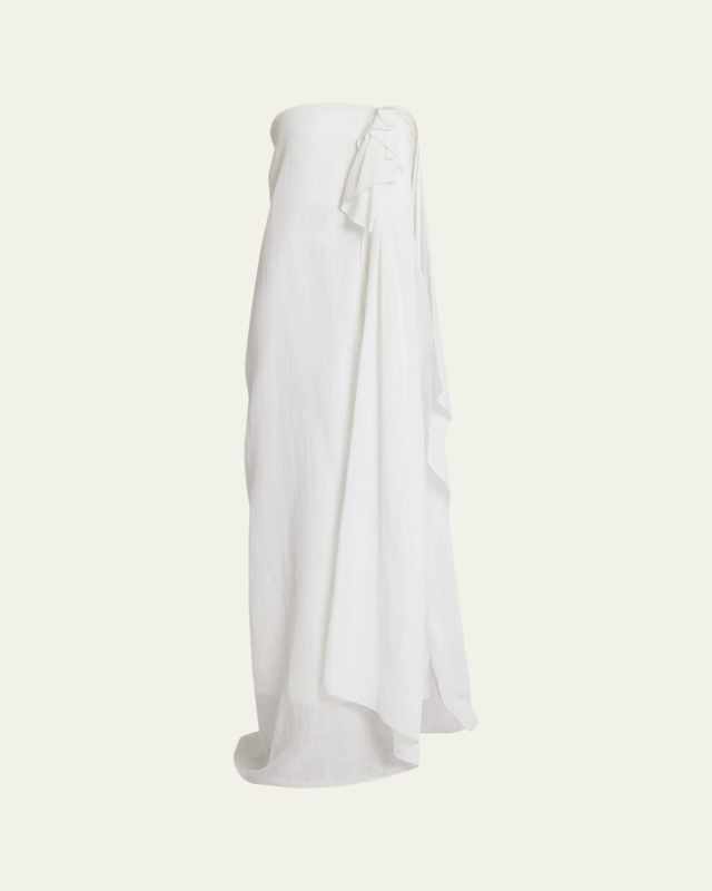 Madeleine Strapless Cascading-Drape Gown