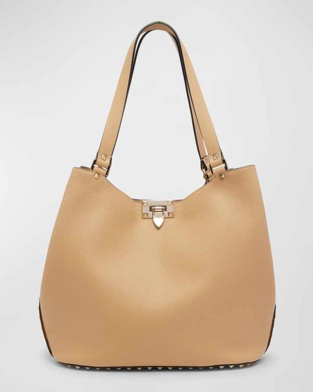 Small Rockstud Leather Tote Bag