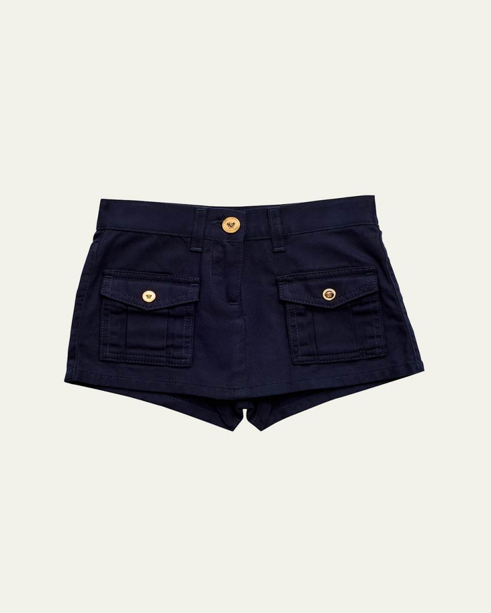 Girl's Gabardine Denim Shorts, Size 4-6