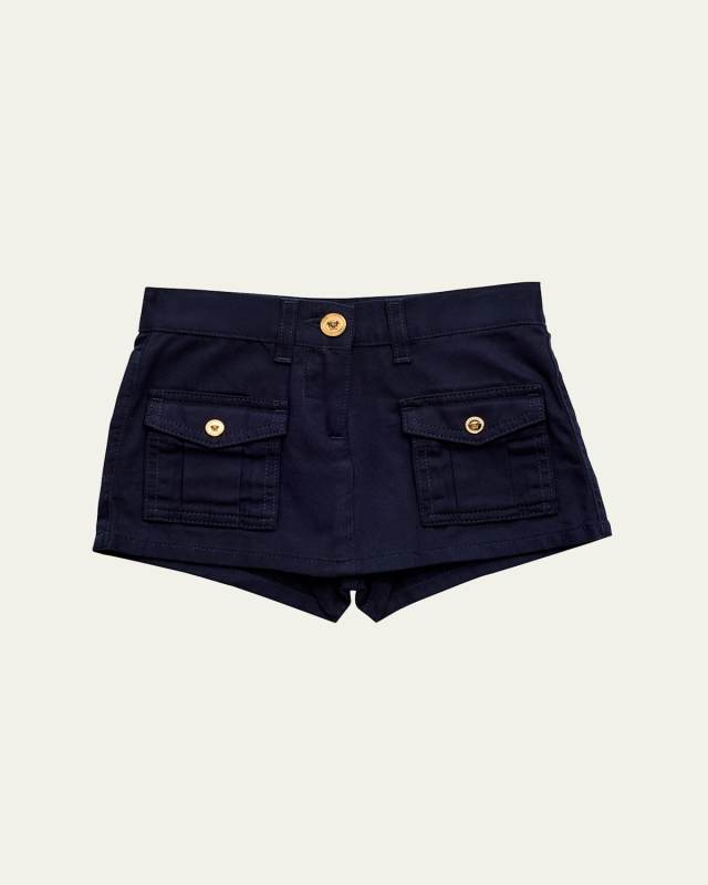 Girl's Gabardine Denim Shorts, Size 4-6