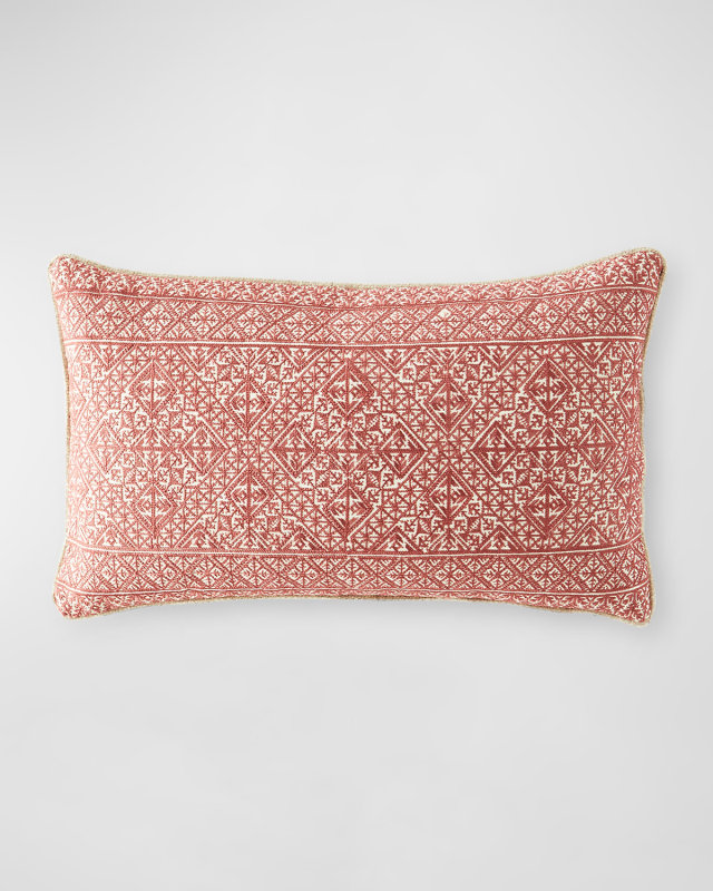 Chinoiserie Embroidered Pillow, 24" x 16"