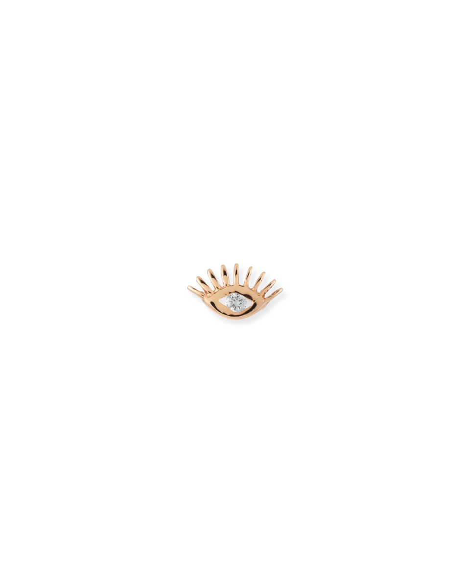 Evil Eye Stud Earring with White Diamond (Single)