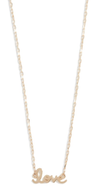 Sydney Evan 14k Gold Tiny Script Love Necklace Yellow Gold