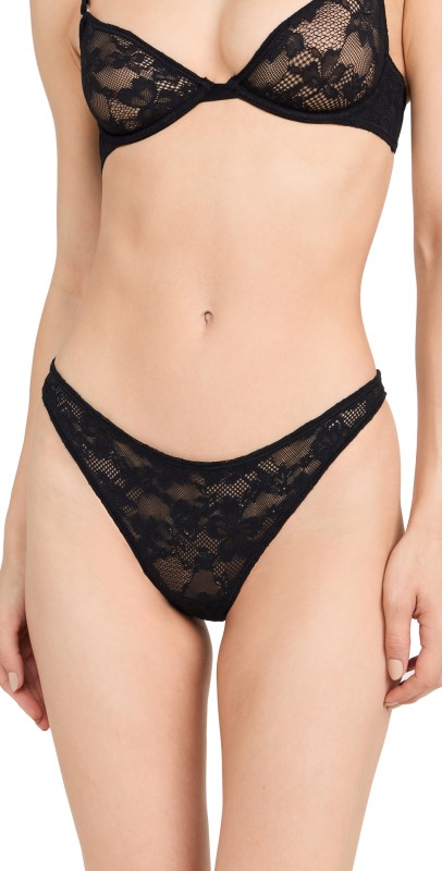 Fleur du Mal Le Stretch Lace Thong Black