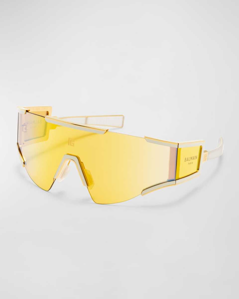 Logo Acetate & Titanium Shield Sunglasses