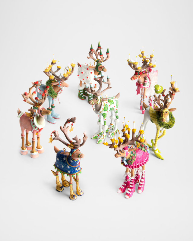 Patience Brewster Dash Away Reindeer Mini Ornaments, Set of 8