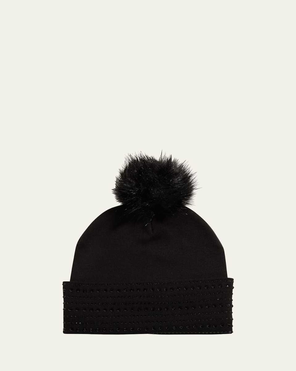 Adalyn Embellished Knit Beanie w/ Pompom