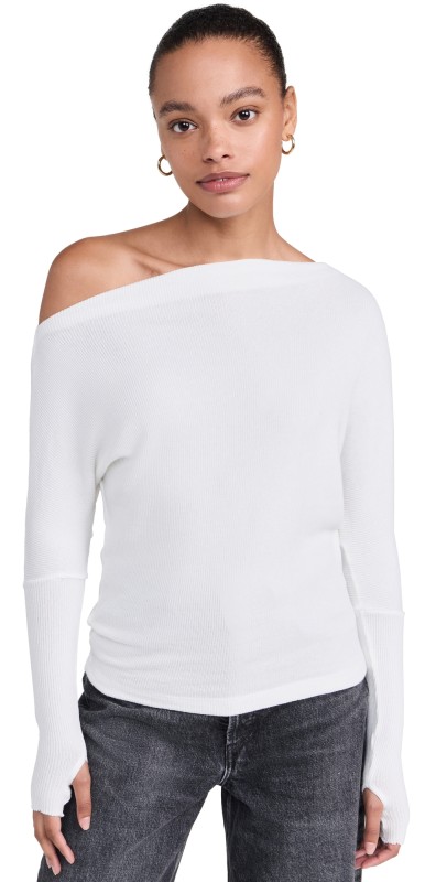Enza Costa Sweater Knit Slouch Top Winter White