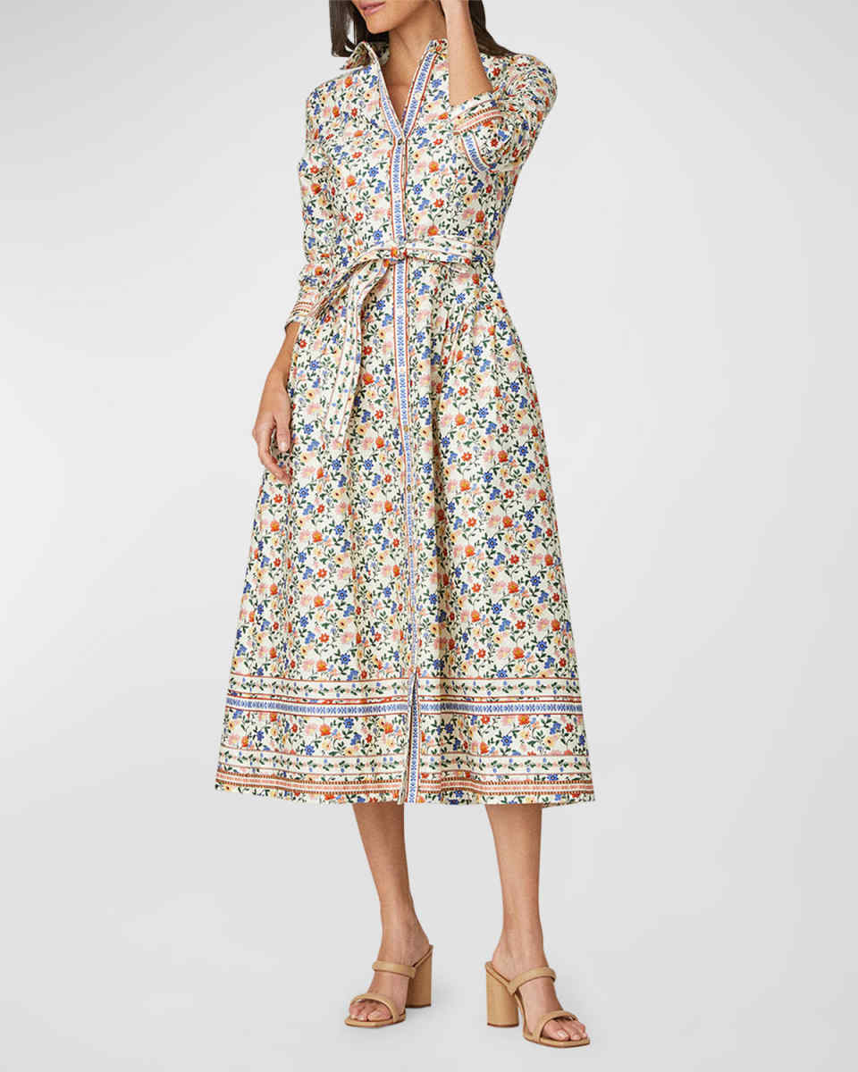 Kaitlyn Floral-Print Midi Shirtdress