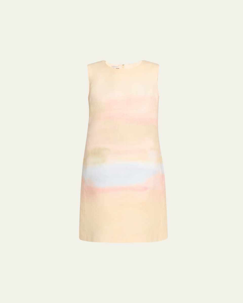 Horizon-Print Cotton Canvas Dress