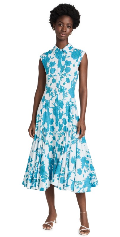 MISA Charlotte Dress Turquoise Flora Popl