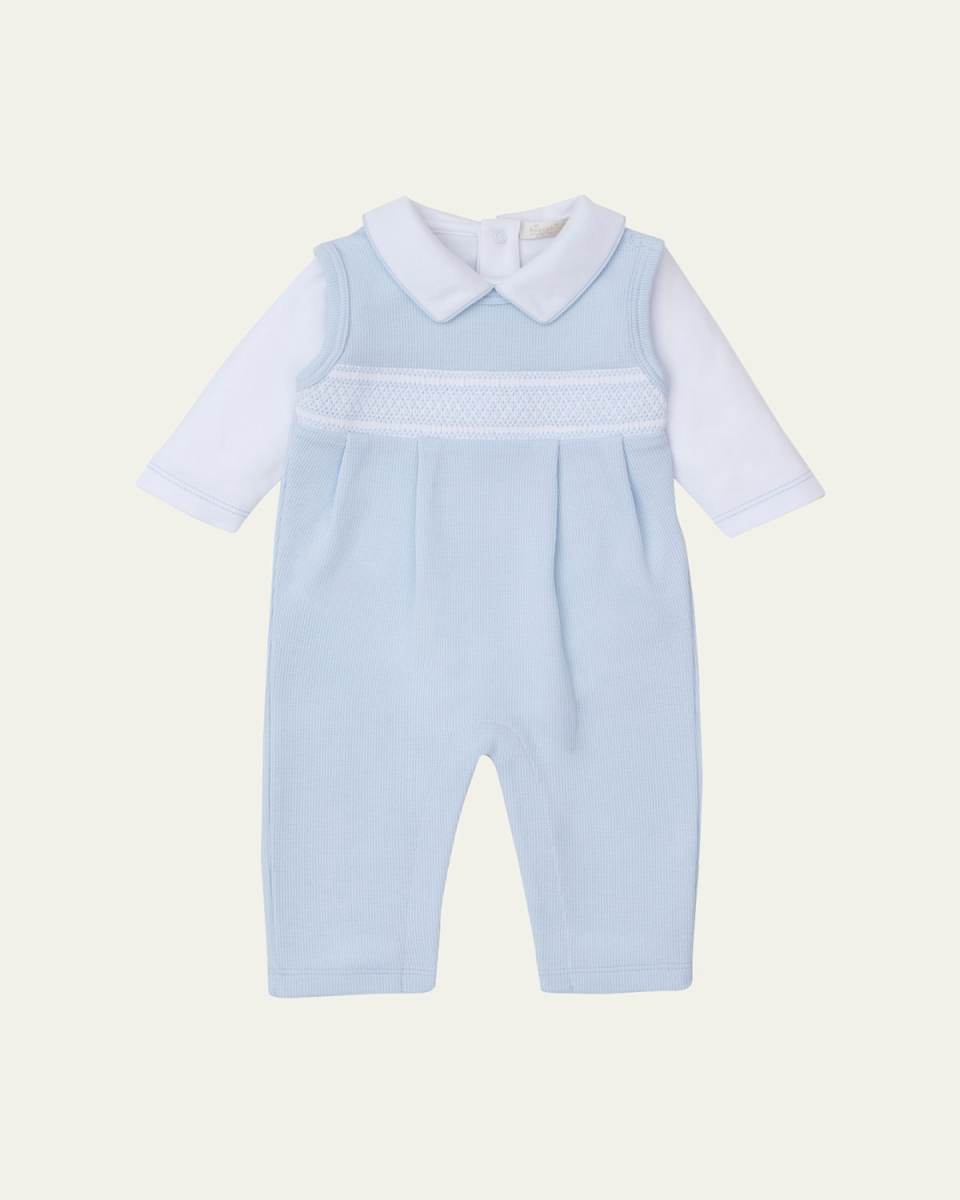 Boy's Punto Ingles Hand Smocked Overall Set, Size 3M-9