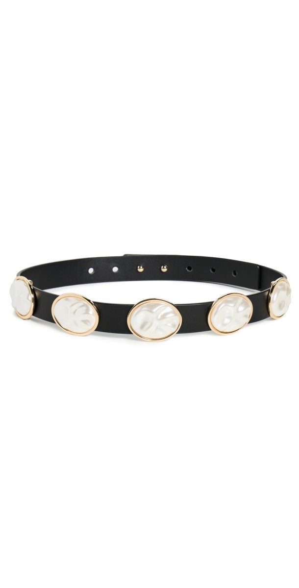 Lele Sadoughi Oval Pearl Station Belt Jet