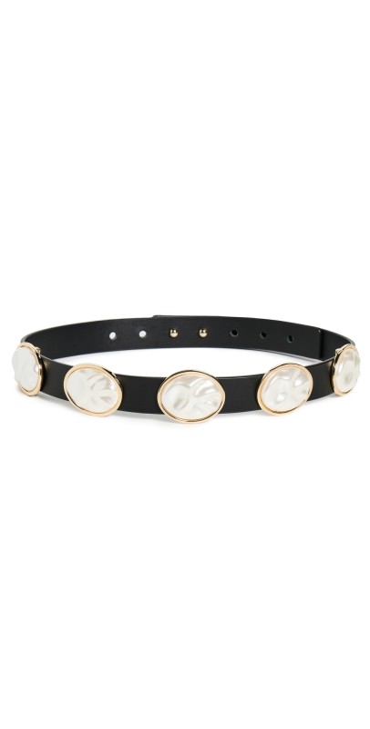 Lele Sadoughi Oval Pearl Station Belt Jet