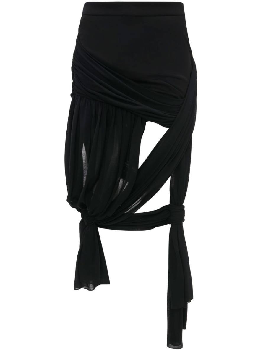 draped wrap midi skirt