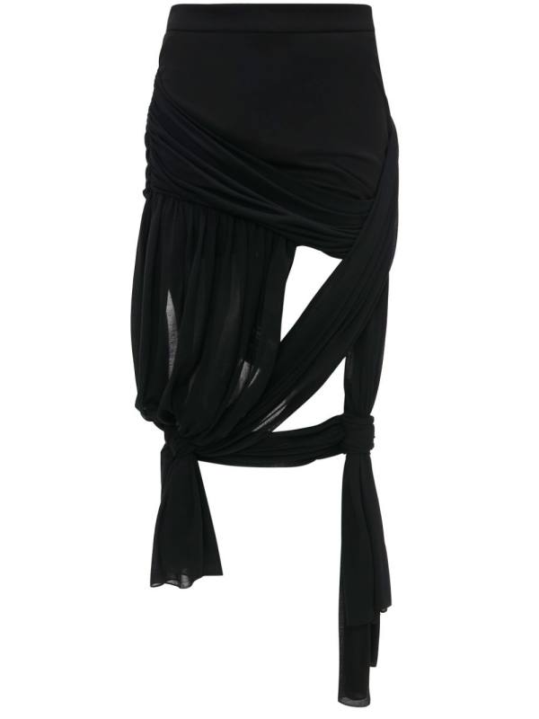 draped wrap midi skirt