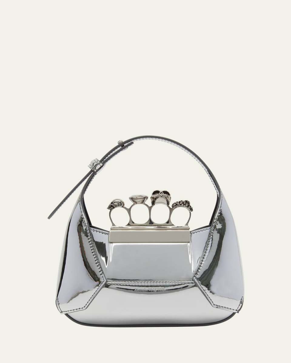 Mini Jewel Skull Metallic Top-Handle Bag
